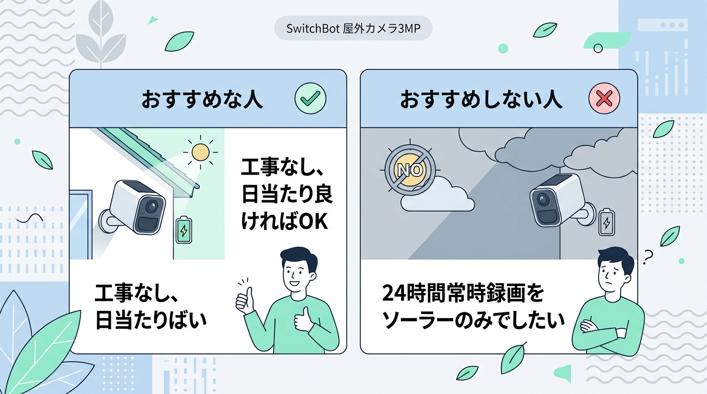 SwitchBot 屋外カメラ3MPをおすすめする人・しない人